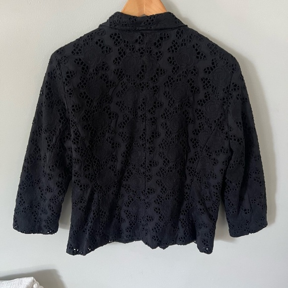 SANDRO Eyelet Lace 100% Cotton Blazer Large - Picture 5 of 6